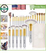 Cruelty-Free 24-Piece Makeup Brush Kit for Flawless Application - Champagne - $26.56 CAD