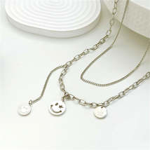 Silver-Plated &#39;I Love You&#39; Smiley Drop Layered Necklace - £12.17 GBP