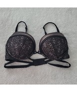 36C Victoria&#39;s Secret Bombshell Plunge Padded Bra~ Black &amp; Beige ~ Under... - $49.49