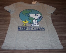 Women&#39;s Teen Peanuts Snoopy Woodstock Keep It Clean T-shirt Missy Xs New - £15.53 GBP