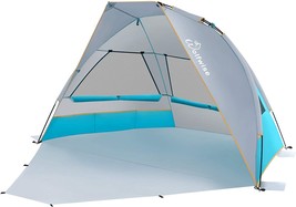 WolfWise 3 Person Portable Beach Tent UPF 50+ Sun Shade Canopy Umbrella with - £44.88 GBP