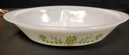 Glasbake Green Daisy J2352 Oval Divided Bakeware Casserole Baking Dish J... - $11.95