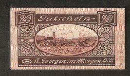 Austria Gutschein d. Marktgemeinde St Georgen im Attergau 20 heller 1920 Notgeld - £3.26 GBP