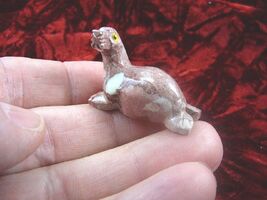 Y-SEAL-3) SEAL PINK Red small carving gem stone SOAPSTONE PERU I love ba... - $8.99