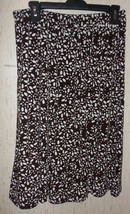 Excellent Womens Christopher &amp; Banks Dark Brown &amp; White Floral Knit Skirt Size L - £19.77 GBP