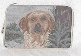 Needlepoint LABRADOR YELLOW Dog Cosmetic Bag Zippered ...Reduced Price - $12.99