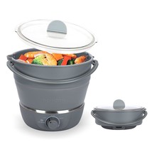 Foldable Electrical Cooker Travel Pot - Dual Voltage 100V-240V Hot Pot Cooking - - £72.34 GBP