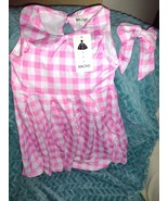 Girls Toddler Dress Up Pink &amp; White Barbie Checkered Dress With Ponytail... - $229.93 MXN