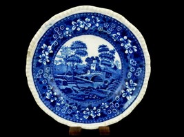 Antique Ceramic Plate, Spode&#39;s Tower, Flow Blue, Gadroon Rim, Copeland England - £27.37 GBP