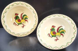 2 Metlox Poppytrail California Provincial Red Green Rooster Vegetable Bowls Set - £47.23 GBP