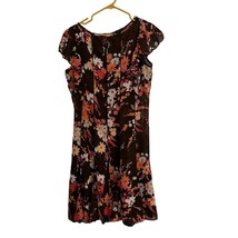 Sandra Darren Dress Womens 14 Brown Orange Flutter Cap Sleeve Floral Neu... - $21.99