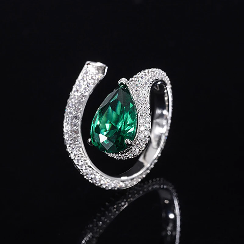 100% 925 Sterling Silver 8*12mm Ruby Emerald Sapphire Aquamarine resizable Rings - £43.32 GBP