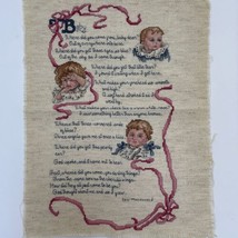 Cross Stitch Baby Poem Pink Ribbon Blue Stitch Geo. Macdonald Unframed Vintage - £18.34 GBP