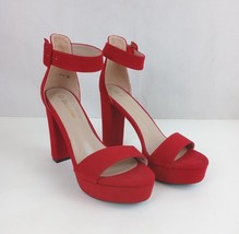Dream Pairs Hi-Lo Red Faux Suede Ankle Strap Heels Size 8.5 - £22.98 GBP