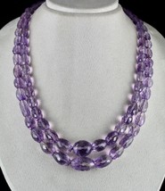 Natural Amethyst Beads Oval Faceted 2 Line 843 Carats Gemstone Fashion Necklace - £207.31 GBP