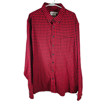 Goodfellow Men&#39;s Button Down Red and Black Plaid Flannel Shirt Long Slee... - $13.46