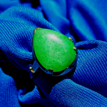 Earth mined Jadeite Jade Deco Engagement Ring Antique Solid 14k Gold Solitaire - $3,776.25