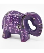 Hand Carved Kisii Soapstone &quot;LOVE&quot; Etched Purple Elephant Mini Figure Ma... - £11.07 GBP