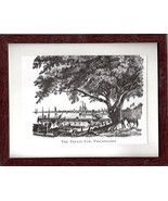 B&amp;W Engraving Print Reproduction (Framed) The Treaty Elm At Philadelphia... - $204.70 MXN