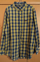 VTG Chaps Ralph Lauren Lightweight Flannel Shirt 2XL Mustard Yellow Blue Plaid - £14.66 GBP