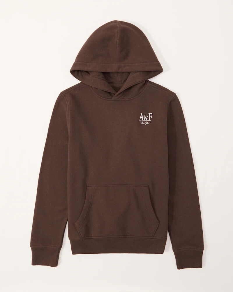 Primary image for Boys/Girls/Youth Abercrombie & Fitch Brown Fleece Hoodie front pocket Size 15/16