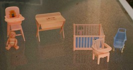 Vintage Pink and Blue Dollhouse Baby Nursery Some Renwal - £42.64 GBP