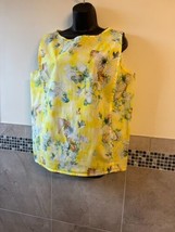 Philosophy Yellow Print Cotton Sleeveless Popover Top Sz 12 - £46.05 GBP