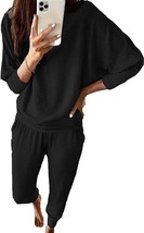 PRETTYGARDEN Women&#39;s Black Fashion 2 Piece Tracksuit / Sweatsuit - Size: L - £19.36 GBP