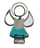 Stained Glass &quot;CHOIR SINGING ANGEL&quot; Teal &amp; Clear Suncatcher Figurine 3-3/4&quot; - £11.68 GBP
