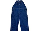 Dickies Overalls Mens 48 x 27 Blue Denim Bib Pants Farmer Dark Wash Hemmed - $39.55