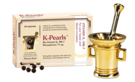 K-Pearls contains 75mcg of vitamin K2 MK7 for blood circulation 60 capsules - $504.56 MXN