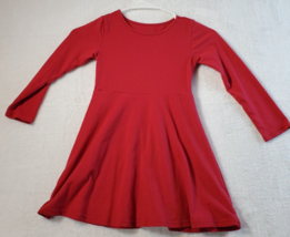 Children's Place Fit & Flare Dress Girls 5/6 Red Knit Cotton Heart Cutout Back - $9.39