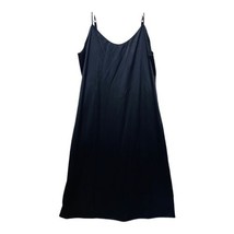 Slip Petticoat Gown 49&quot; long Black Nylon Grannycore Bust 36 Hips 42 MED - $13.99