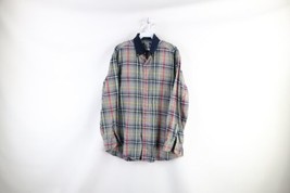 Vintage 90s Streetwear Mens Medium Faded Rainbow Plaid Flannel Button Shirt - £30.02 GBP