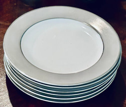 Platina by Sango Mid Century Vintage 6 Dessert Plates Gray White w Plati... - $18.00