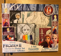 Disney FROZEN II 2 Color Your Own velvet Poster Set 14 Posters With Markers - $10.99