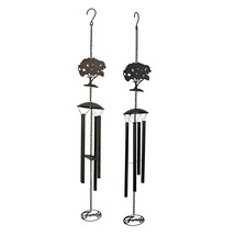 Black &amp; Brown Metal Laser Cut Tree Family Wind Chime Garden Home Decor S... - £24.40 GBP