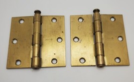 VTG Stanley Door Hinge &amp; Pin Hardware Set Brass Base Plate Length 3 1/2&quot;... - £13.24 GBP