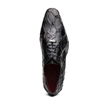 Marco Di Milano Genuine Pirarucu Exotic Lace-Up Oxford Shoes Olivieri Black image 6