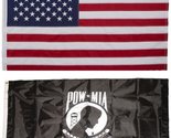 Ant Enterprises Moon USA and Pow Mia Flag 3x5 Embroidered 2 Double Sided... - $38.88