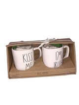 Rae Dunn “KISS ME” &amp; “IM IRISH” Mugs Set OF 2 Farmhouse Green Interior NEW - $19.00