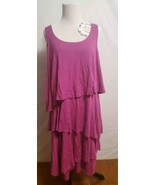 Soft Surroundings Dress Size Large Fuscia Pink Tiered Darcie Sleeveless ... - $17.72