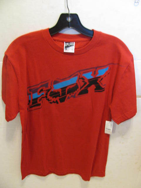 Primary image for MEN'S GUYS FOX RACING TEE T-SHIRT RED BLUE PRINT LOGO ON CHEST NEW $28