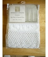 Peri Homeworks White Crochet Cafe Kitchen Curtain Window Tier Pair, Rod ... - £19.34 GBP