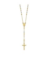 14K Tri-color Gold Polished Faceted Beads 24 inch Rosary Virgin Mary Ros... - $855.52