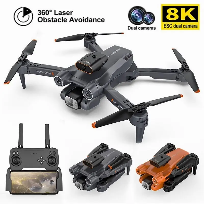 2023 P12 Drone 8K HD Dual Camera Mini Drone Obstacle Avoidance Optical Flow WI - £46.79 GBP+
