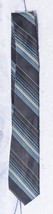 Vintage Skinny Polyester Tie Blue Striped Necktie mv - £30.35 GBP
