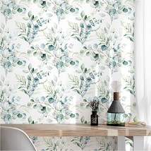 Boho Eucalyptus Leaf Floral Peel And Stick Wallpaper For Bedroom Cabinets Liner - £28.74 GBP