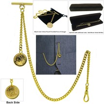 Albert Chain Gold Pocket Watch Chain for Men French Coin Design Fob T Bar AC78 - £13.58 GBP+