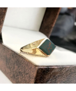 Natural Bloodstone Ring Gold Bloodstone Unisex Ring Signet Ring Sterling... - £55.53 GBP